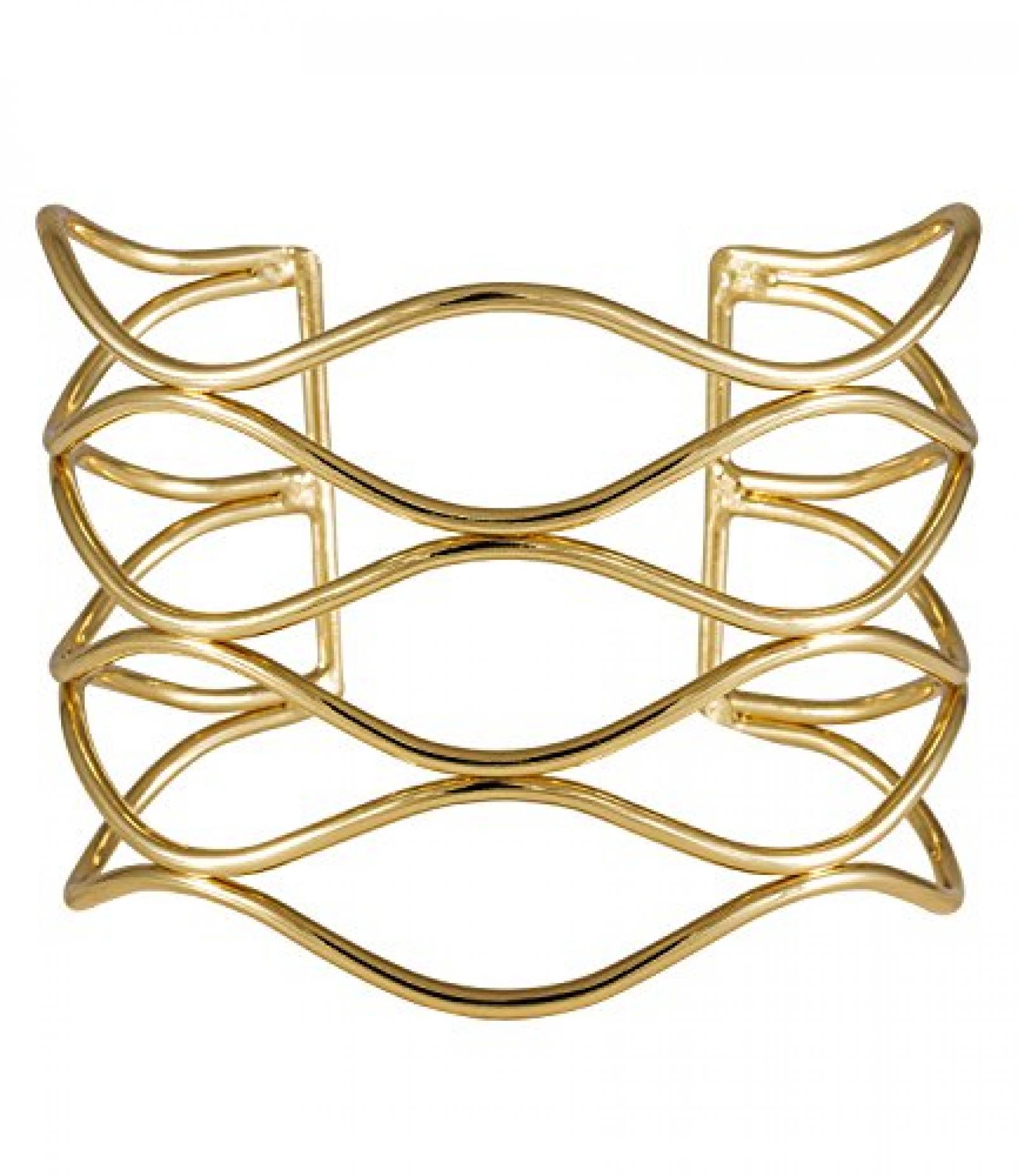 SIX "Wired" breiter, offener Armreif aus goldenen Metall Wellen (382-352) 